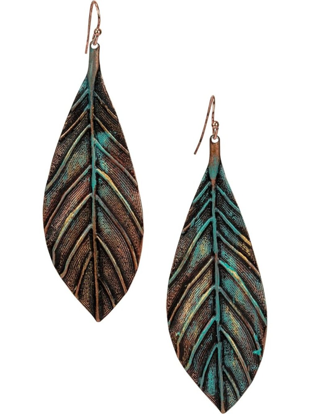 Handmade Boho Lightweight Leaf Earrings with Textured Design for Women